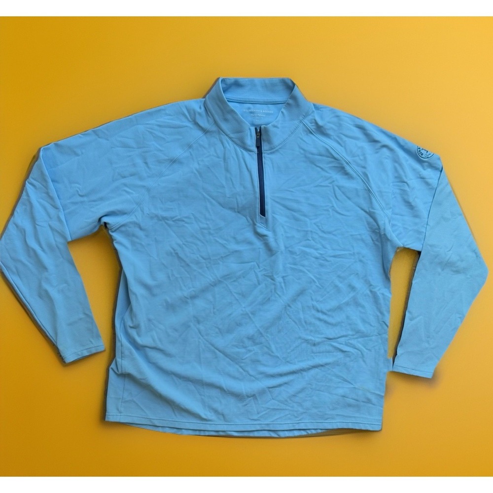 Holderness & Bourne Mens XL Blue Quarter Zip Pullover Golf Performance Stretch